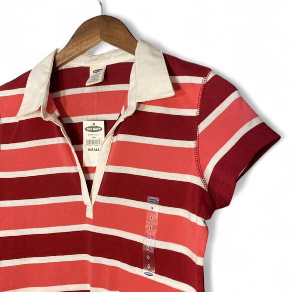 y2k Old Navy red & pink low cut polo baby tee - Picture 2 of 4